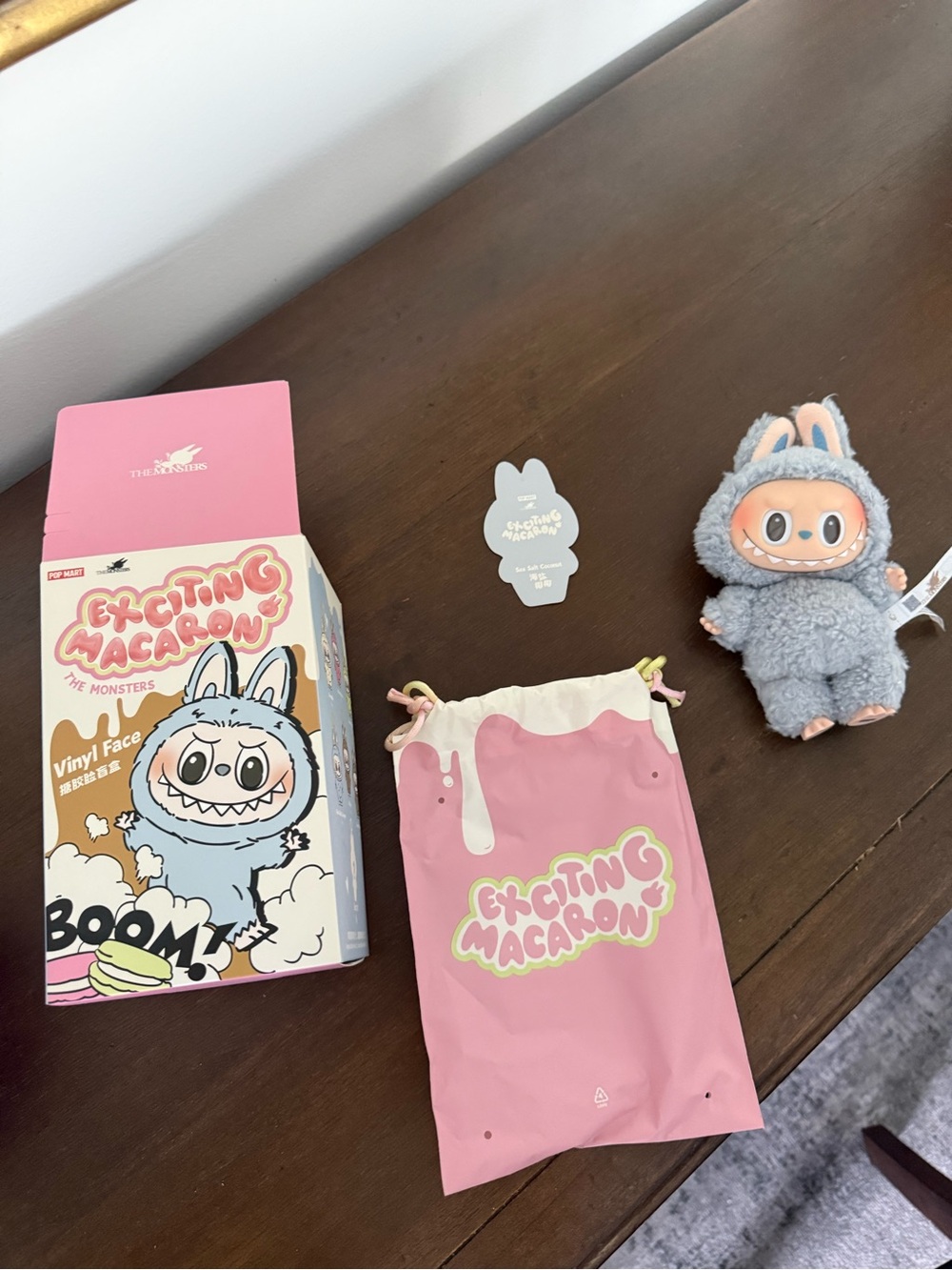 Exciting Macaron Plush Bunny Monster Toy - sea salt coconut Labubu